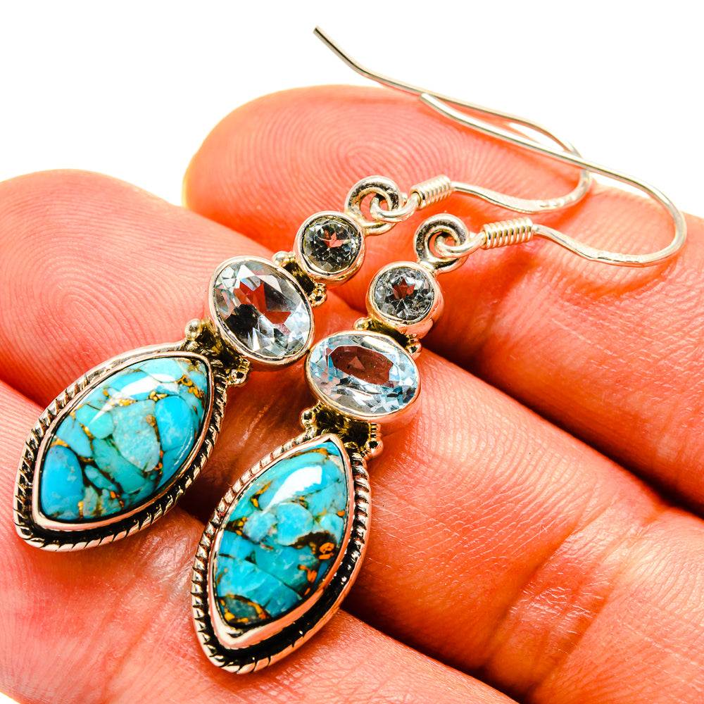 Blue Copper Composite Turquoise Earrings handcrafted by Anasilvercos - EARR414901