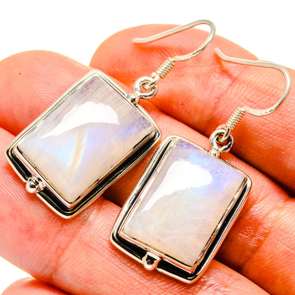 Rainbow Moonstone Earrings handcrafted by Anasilvercos - EARR414912