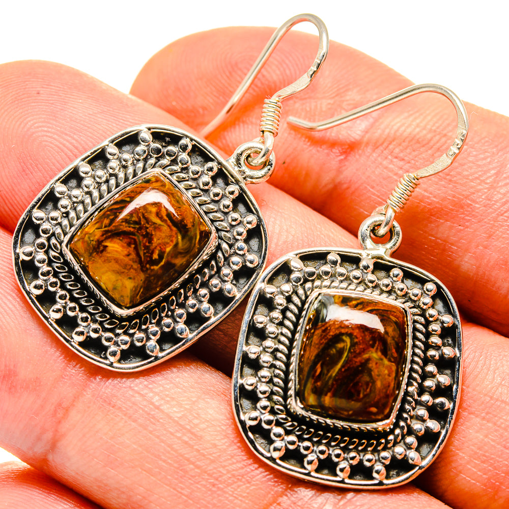 Golden Pietersite Earrings handcrafted by Anasilvercos - EARR414914