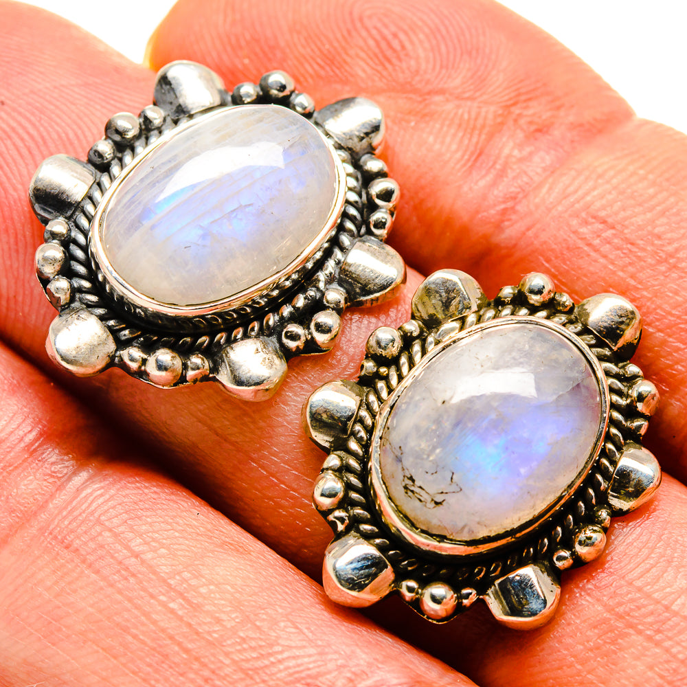 Rainbow Moonstone Earrings handcrafted by Anasilvercos - EARR414934
