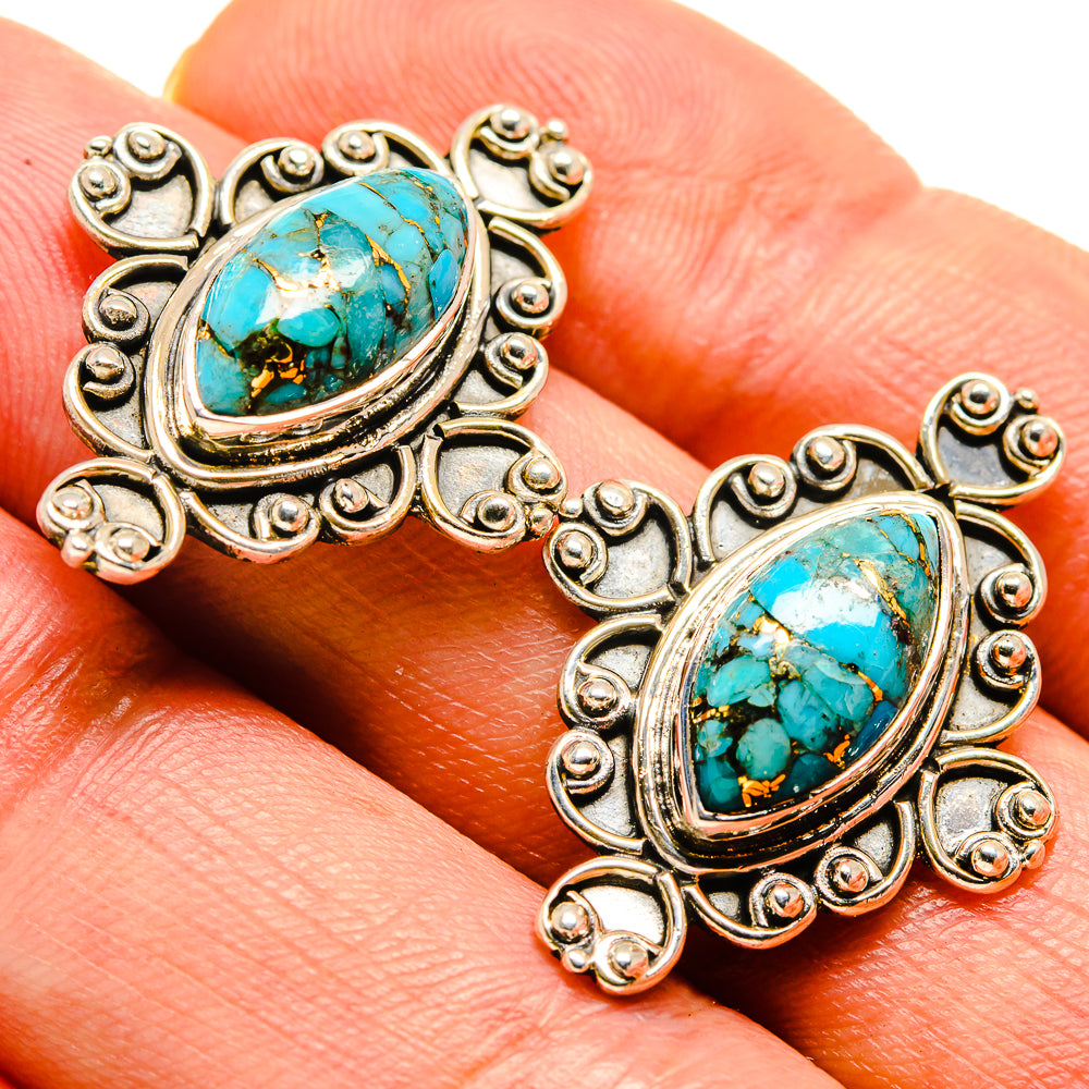 Blue Copper Composite Turquoise Earrings handcrafted by Anasilvercos - EARR414936