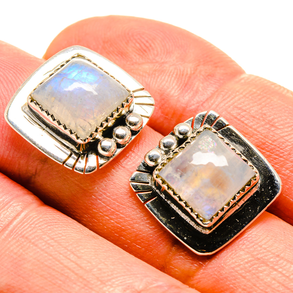 Rainbow Moonstone Earrings handcrafted by Anasilvercos - EARR414938