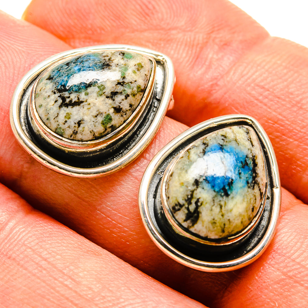K2 Blue Azurite Earrings handcrafted by Anasilvercos - EARR414939
