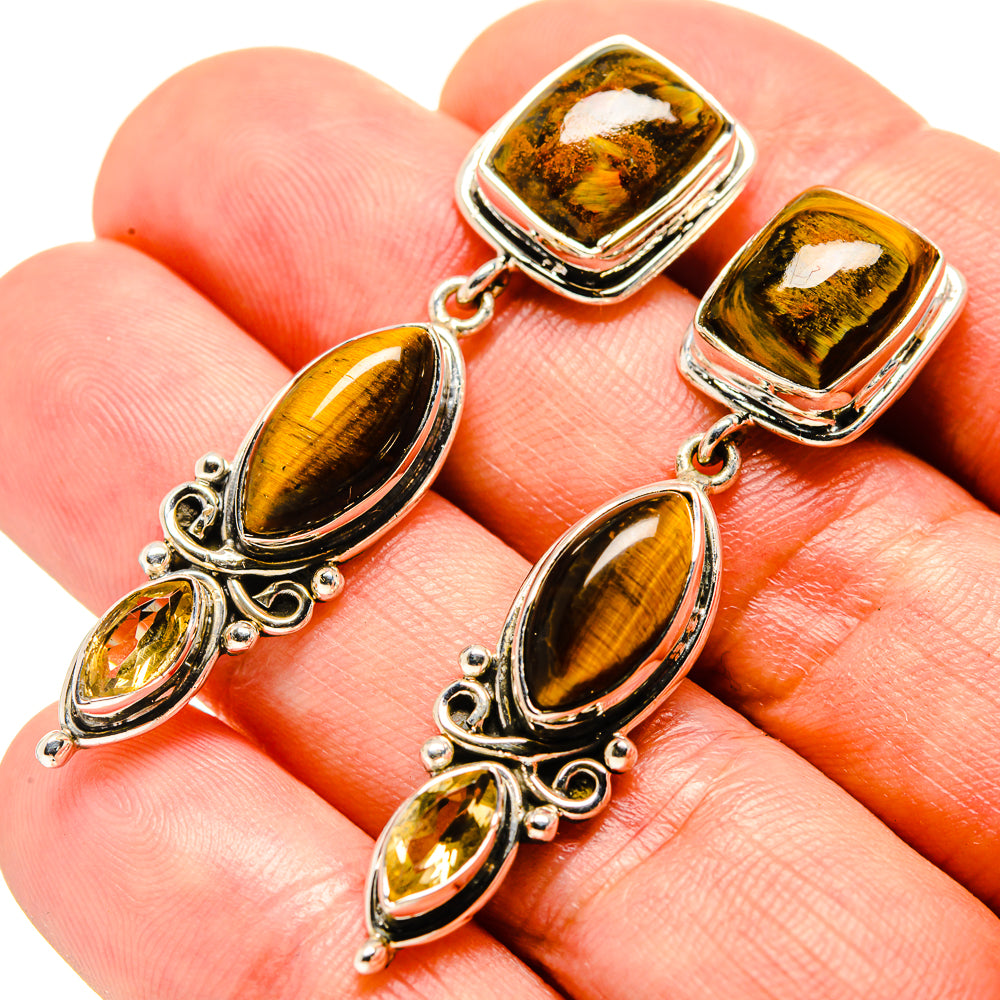 Golden Pietersite Earrings handcrafted by Anasilvercos - EARR414941