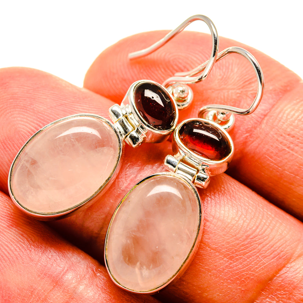 Rose Quartz Earrings handcrafted by Anasilvercos - EARR414948