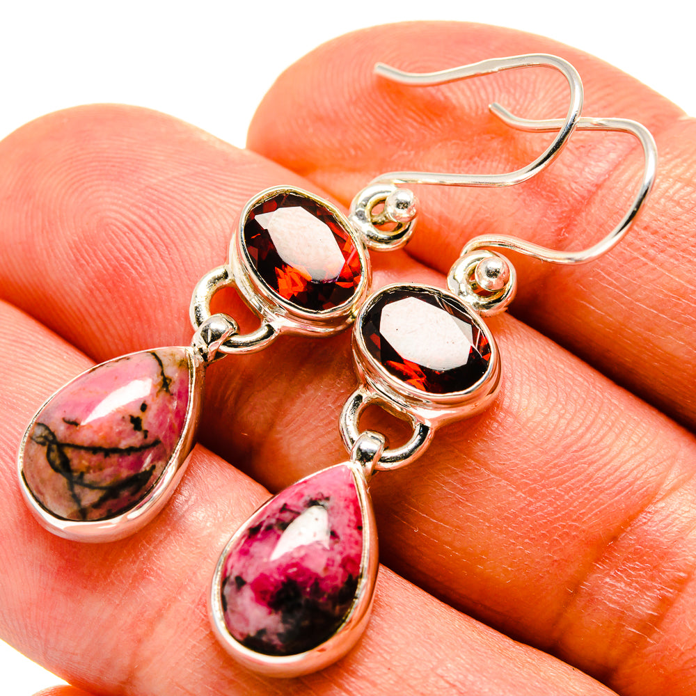 Rhodonite Earrings handcrafted by Anasilvercos - EARR414955