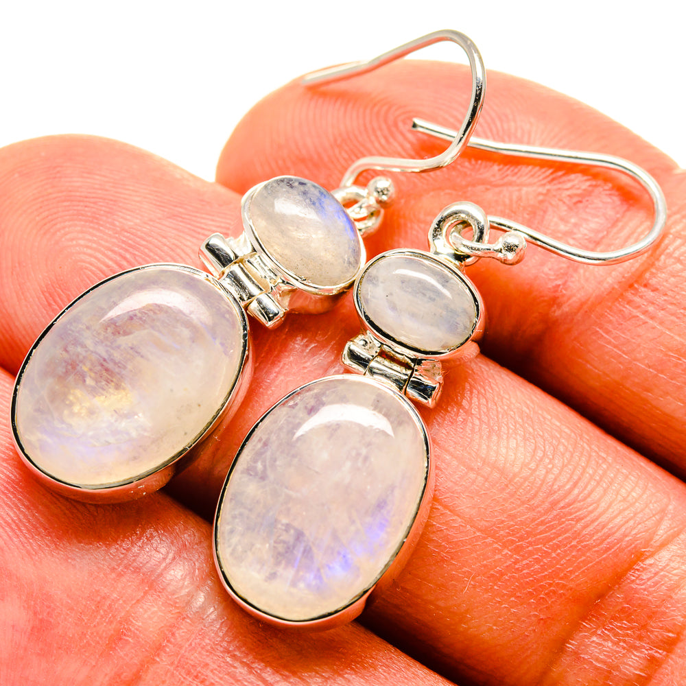 Rainbow Moonstone Earrings handcrafted by Anasilvercos - EARR414957