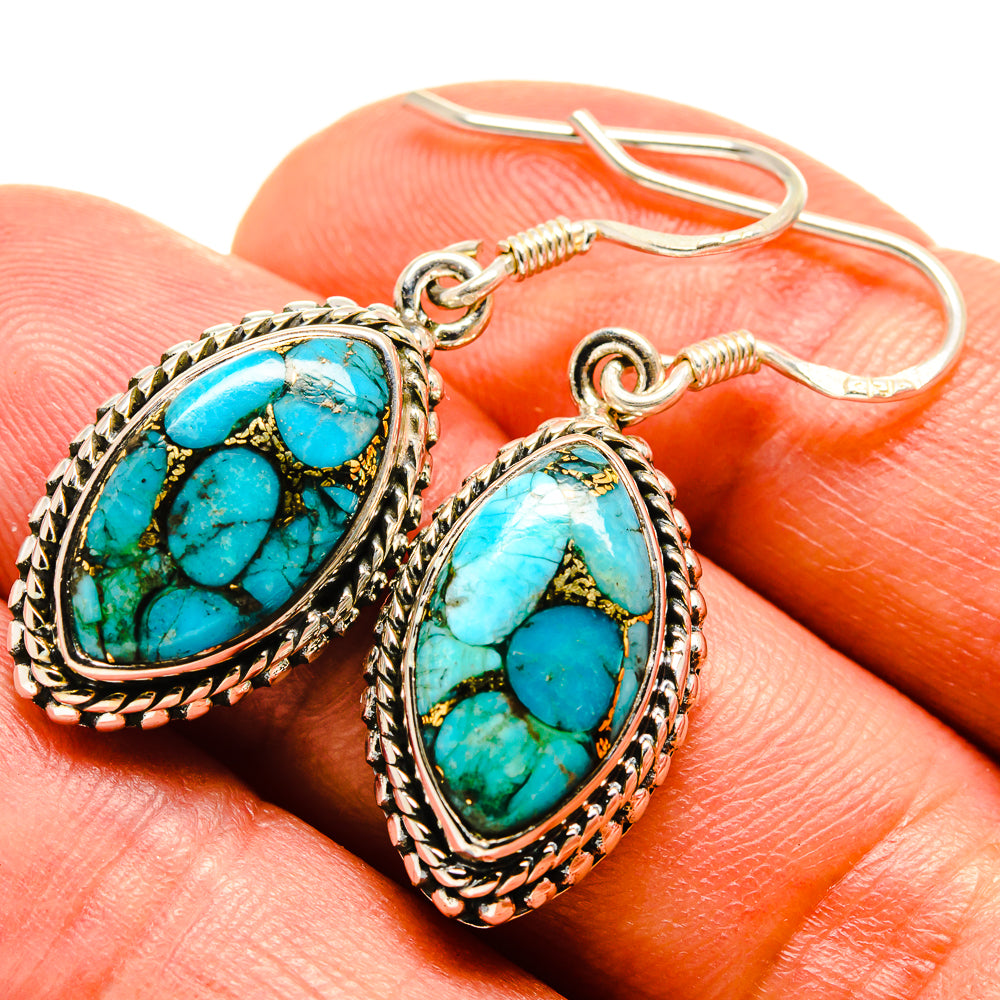 Blue Copper Composite Turquoise Earrings handcrafted by Anasilvercos - EARR414961