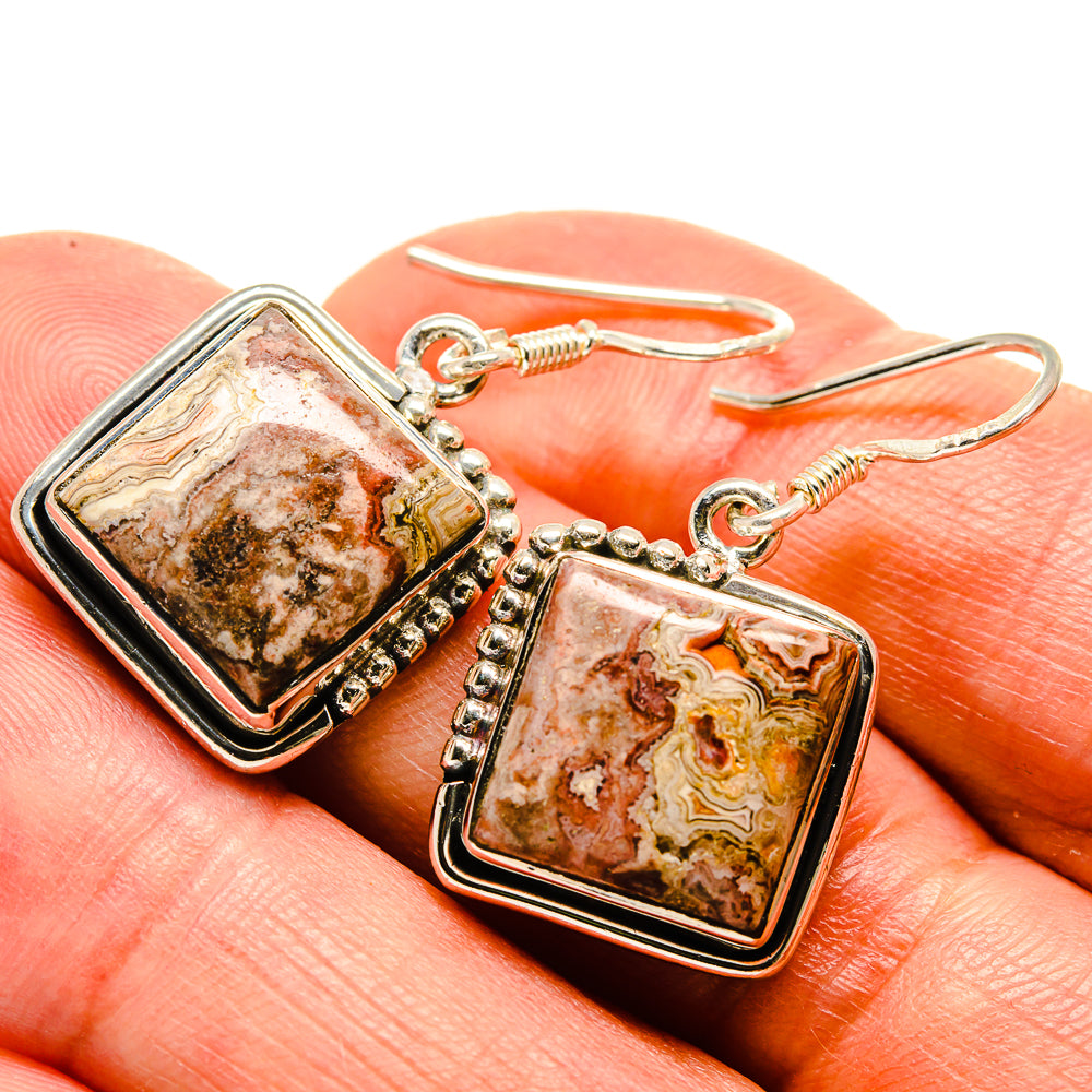 Laguna Lace Agate Earrings handcrafted by Anasilvercos - EARR414966