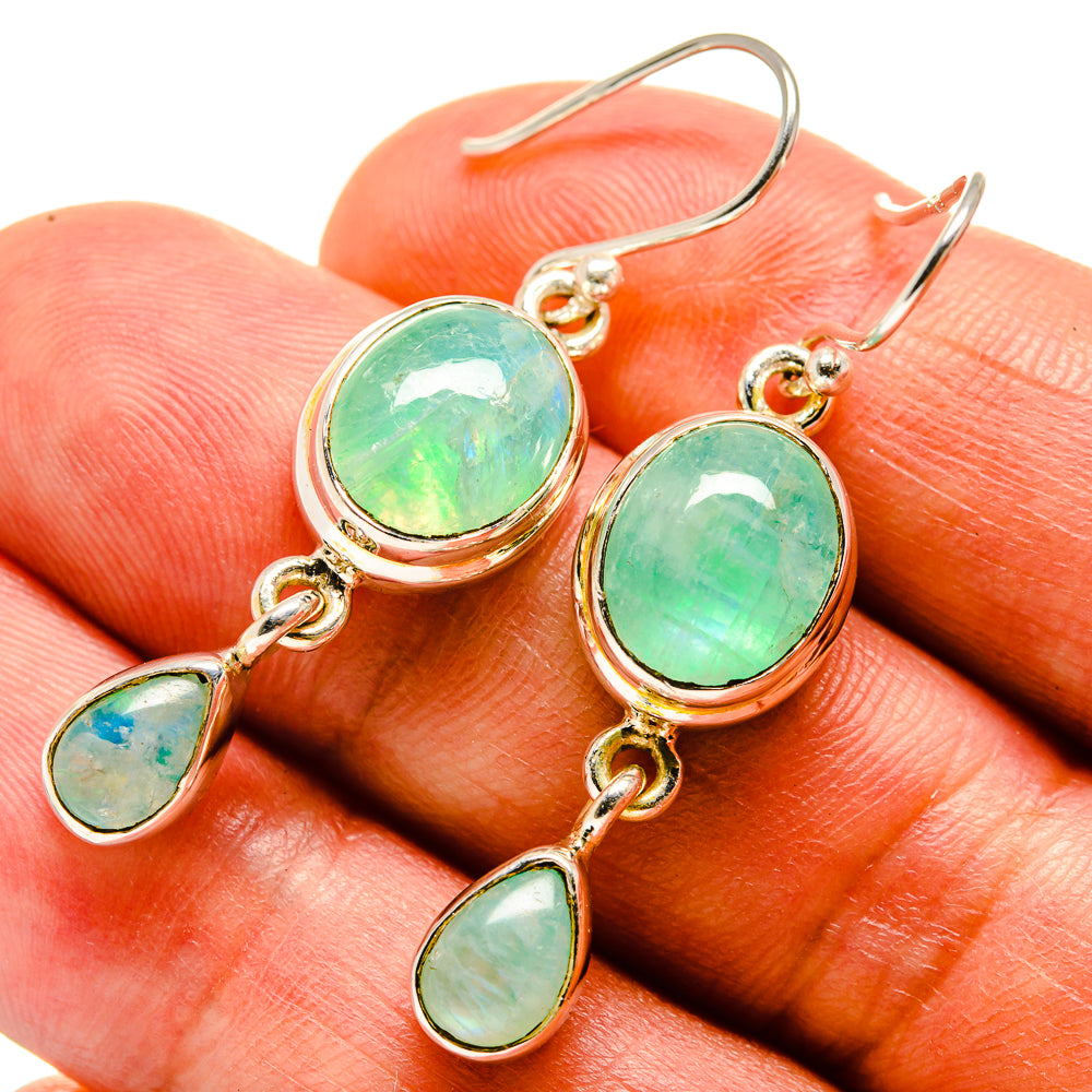 Green Moonstone Earrings handcrafted by Anasilvercos - EARR414967