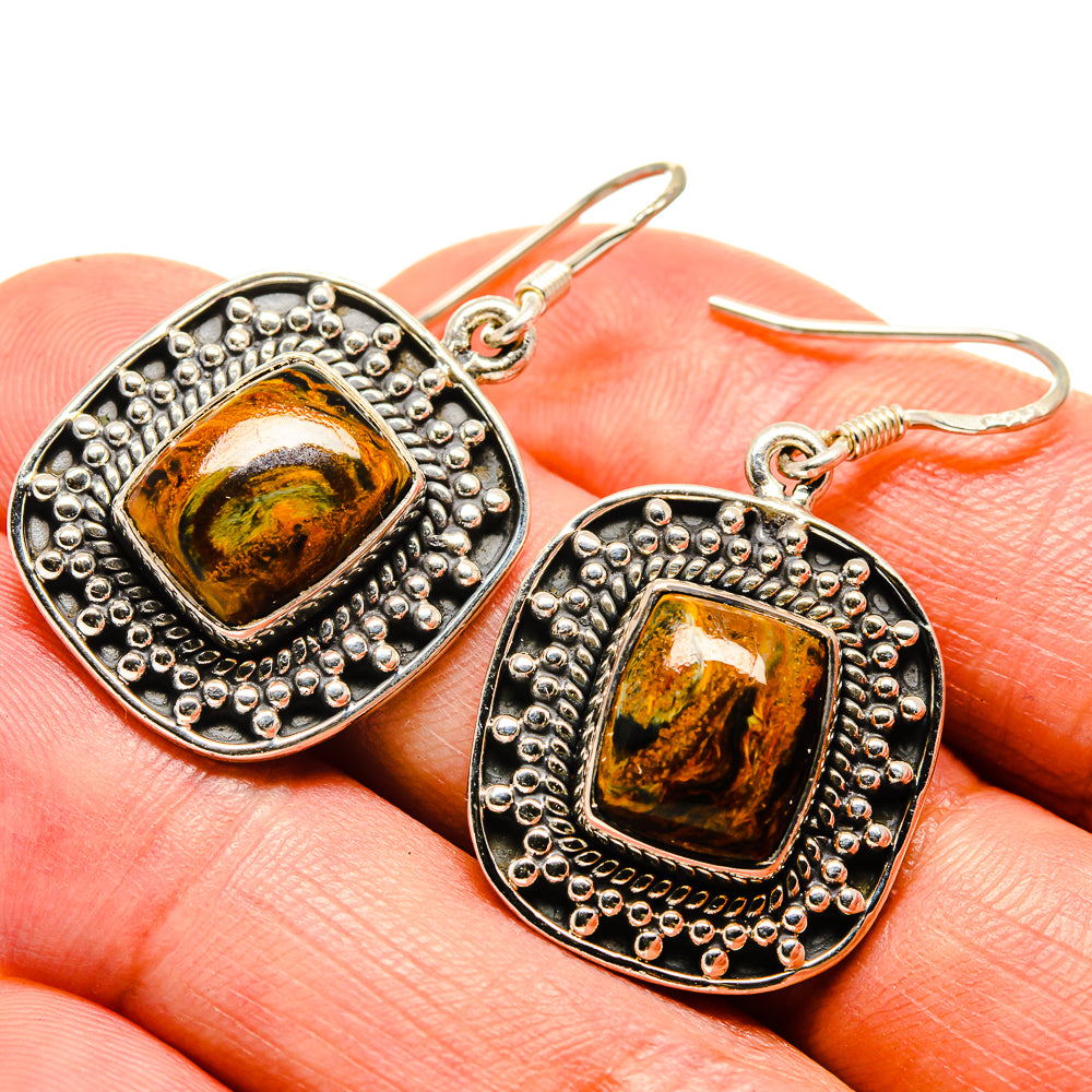 Golden Pietersite Earrings handcrafted by Anasilvercos - EARR414972