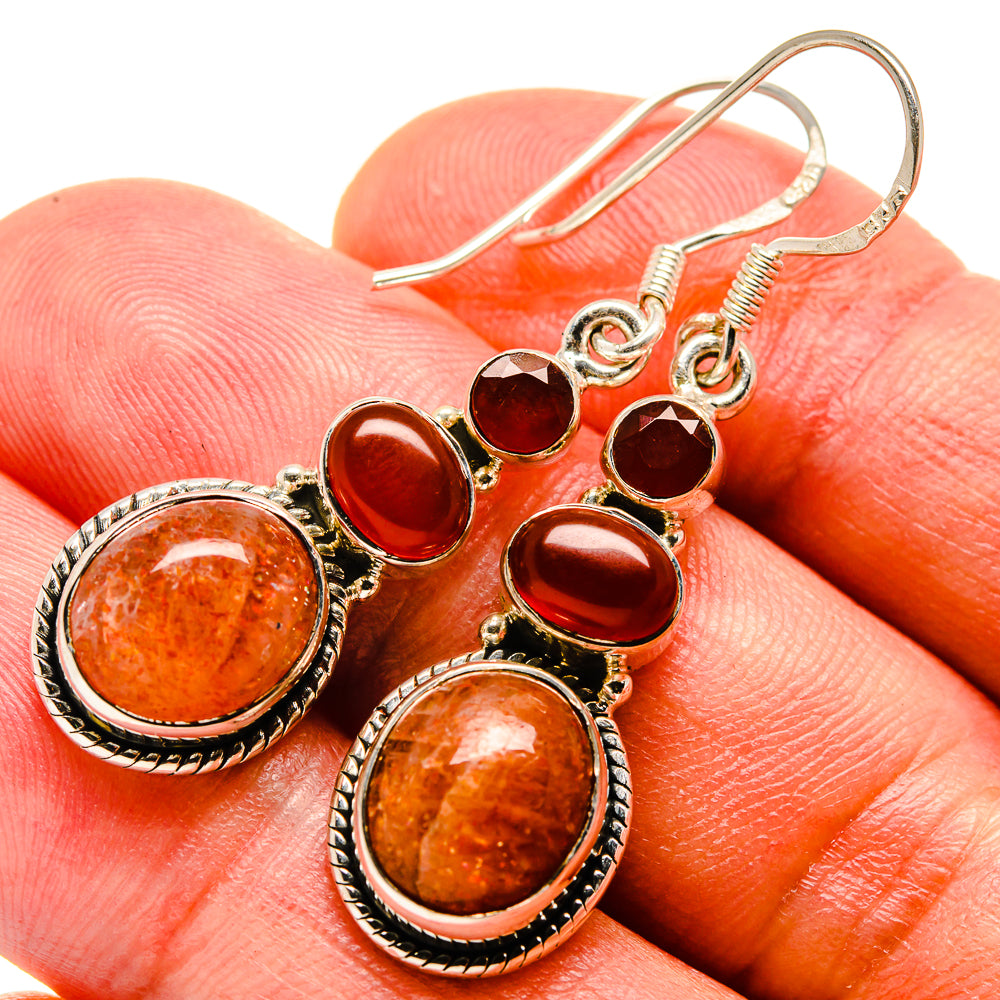 Sunstone Earrings handcrafted by Anasilvercos - EARR414975