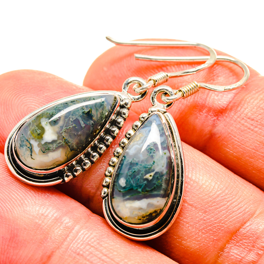Green Moss Agate Earrings handcrafted by Anasilvercos - EARR414977