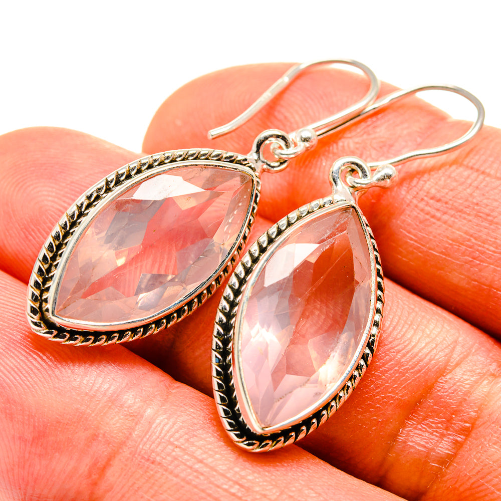 Rose Quartz Earrings handcrafted by Anasilvercos - EARR414991