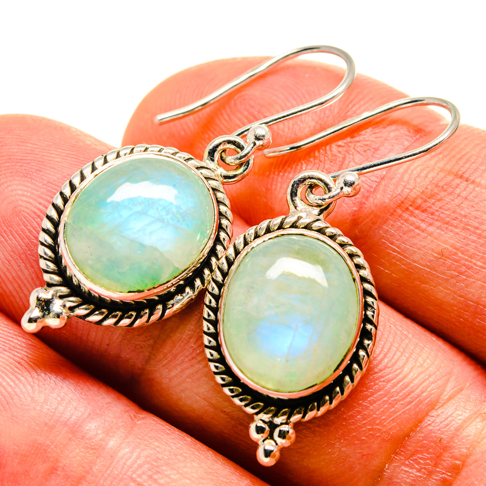 Green Moonstone Earrings handcrafted by Anasilvercos - EARR414992