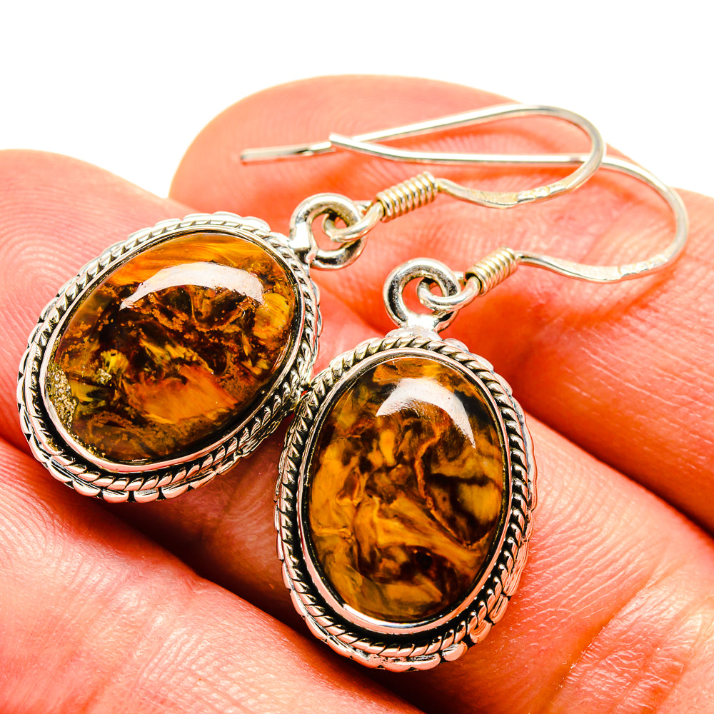 Golden Pietersite Earrings handcrafted by Anasilvercos - EARR414995