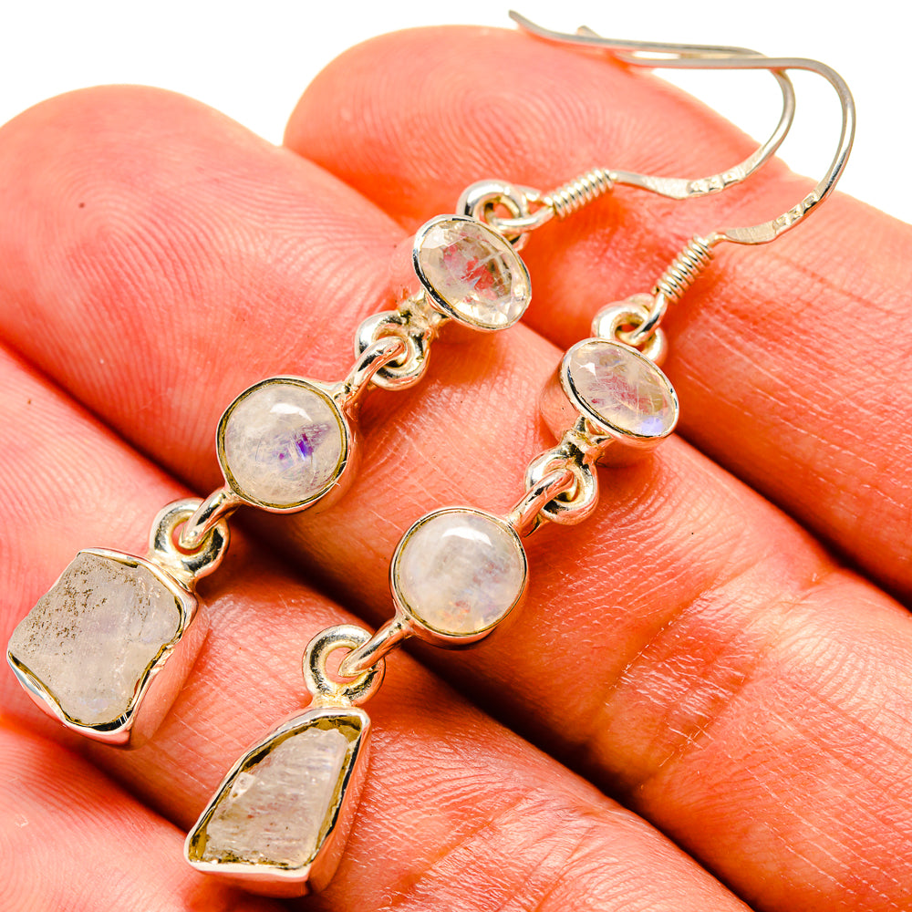 Rainbow Moonstone Earrings handcrafted by Anasilvercos - EARR414998