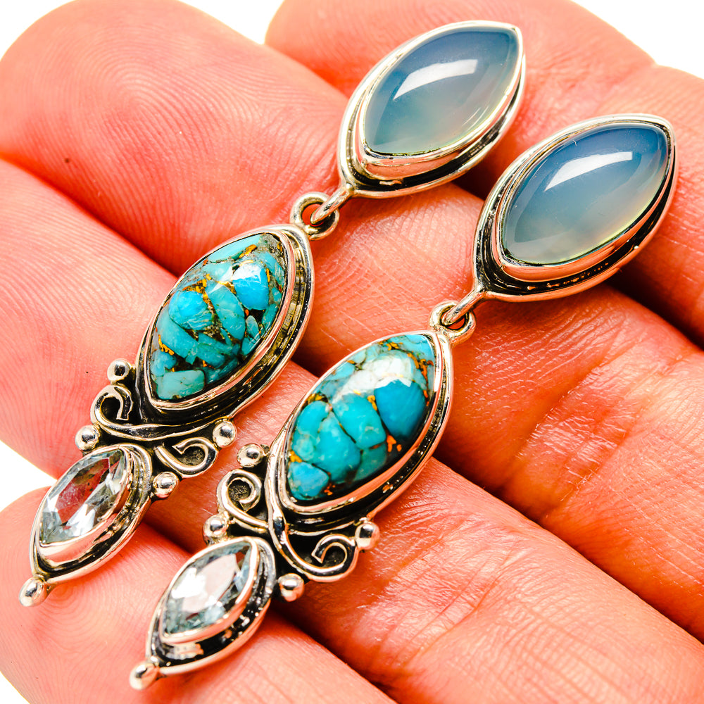 Blue Copper Composite Turquoise Earrings handcrafted by Anasilvercos - EARR415023