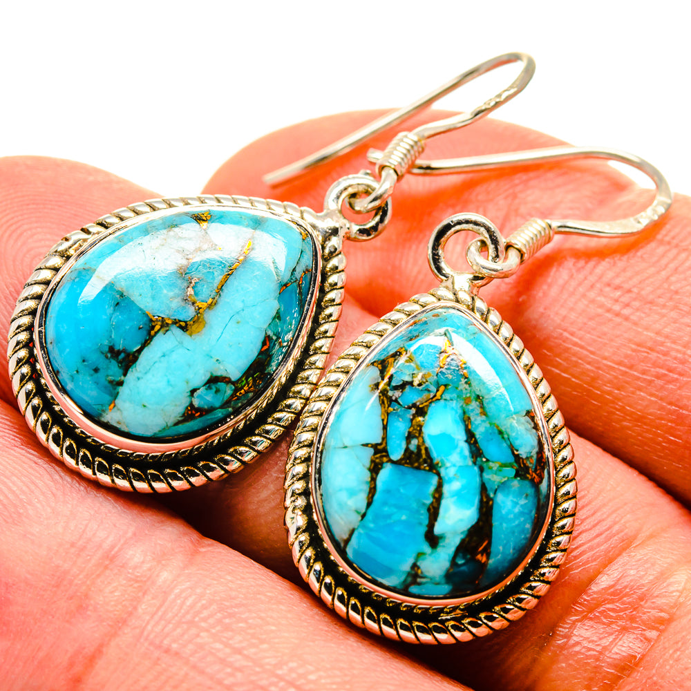 Blue Copper Composite Turquoise Earrings handcrafted by Anasilvercos - EARR415033