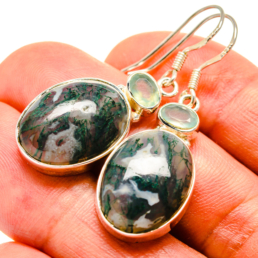 Green Moss Agate Earrings handcrafted by Anasilvercos - EARR415047