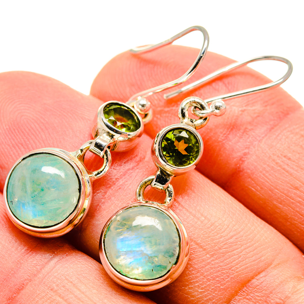 Green Moonstone Earrings handcrafted by Anasilvercos - EARR415053