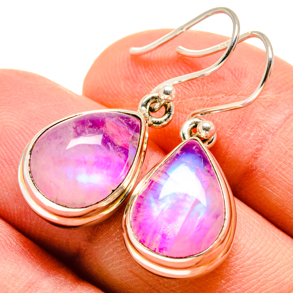 Pink Moonstone Earrings handcrafted by Anasilvercos - EARR415057