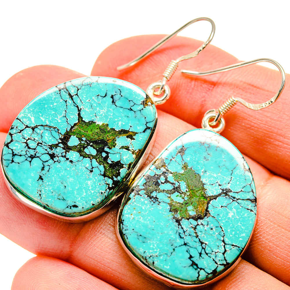 Tibetan Turquoise Earrings handcrafted by Anasilvercos - EARR415081