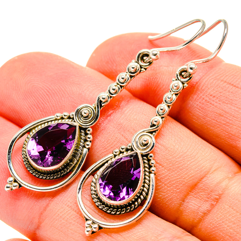 Amethyst Earrings handcrafted by Anasilvercos - EARR415083