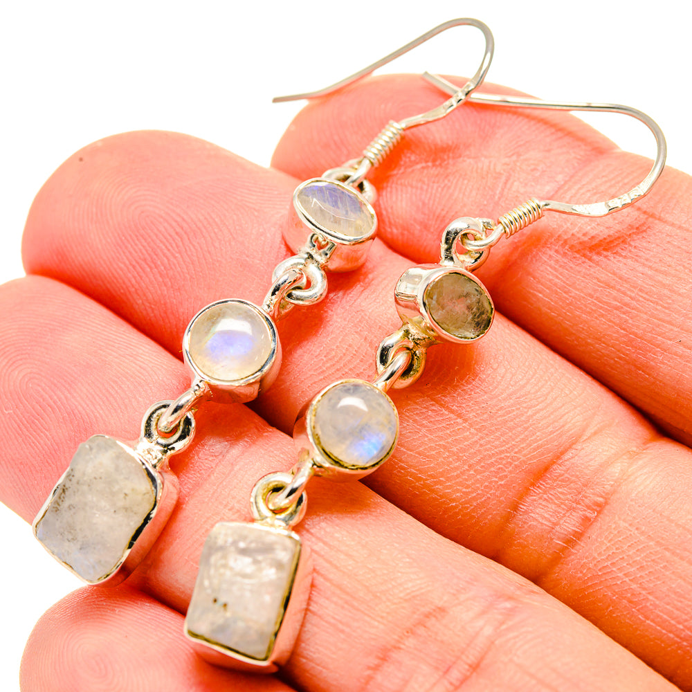 Rainbow Moonstone Earrings handcrafted by Anasilvercos - EARR415085