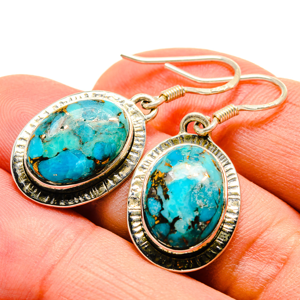 Blue Copper Composite Turquoise Earrings handcrafted by Anasilvercos - EARR415090