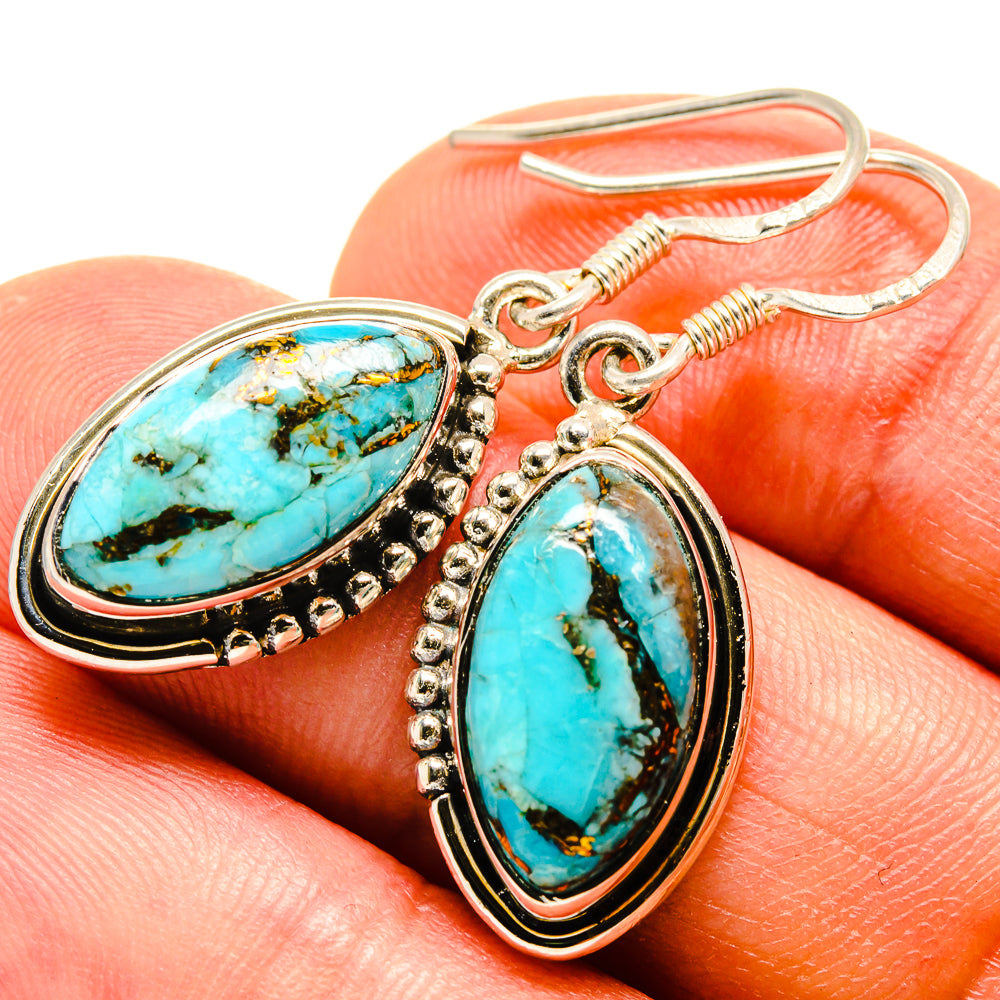 Blue Copper Composite Turquoise Earrings handcrafted by Anasilvercos - EARR415109