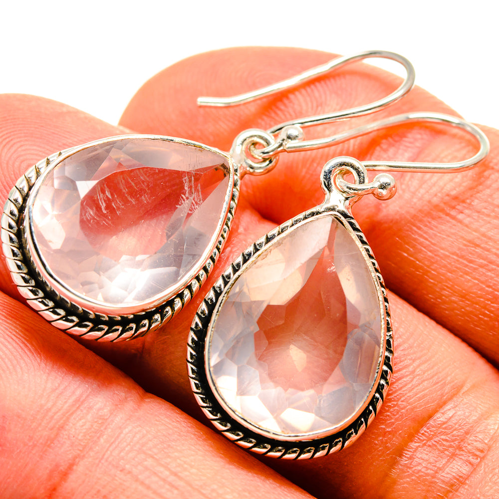 Rose Quartz Earrings handcrafted by Anasilvercos - EARR415130