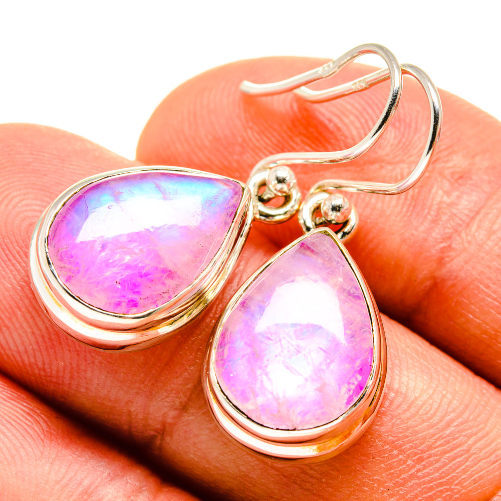 Pink Moonstone Earrings handcrafted by Anasilvercos - EARR415133