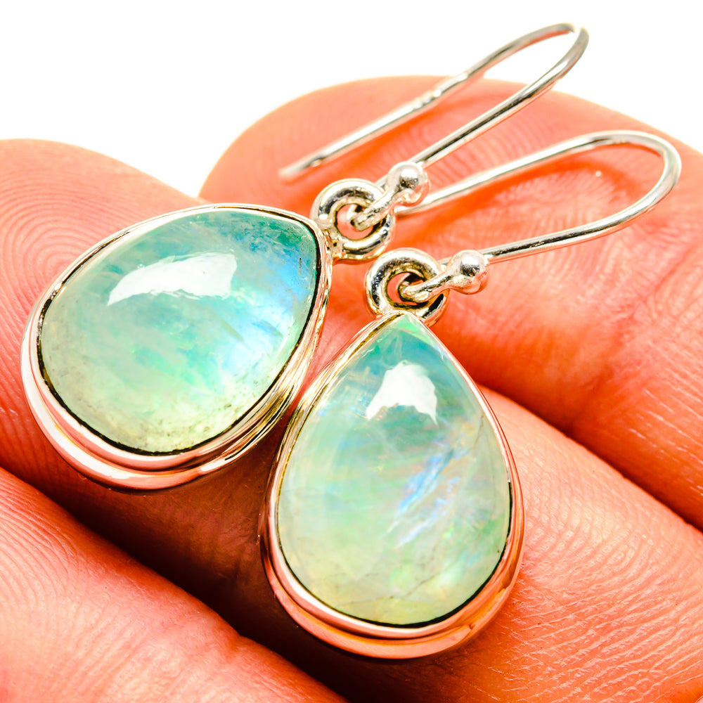 Green Moonstone Earrings handcrafted by Anasilvercos - EARR415138