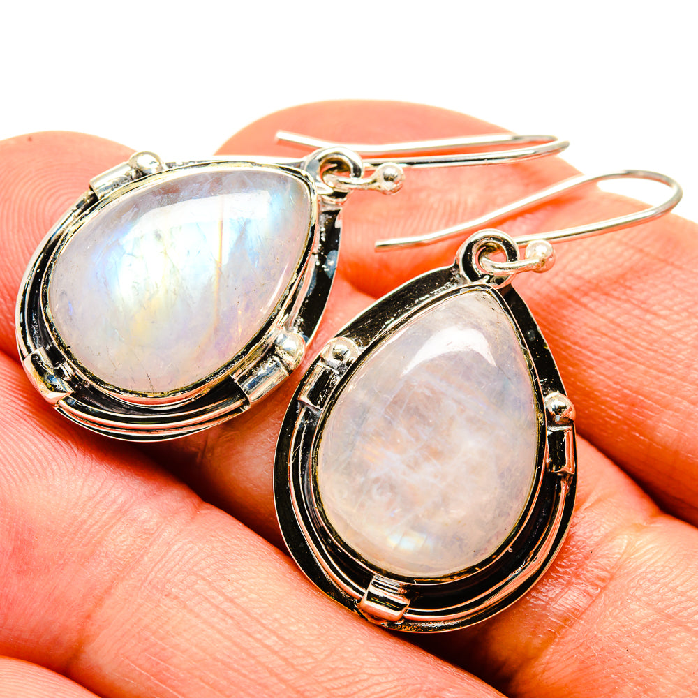Rainbow Moonstone Earrings handcrafted by Anasilvercos - EARR415141