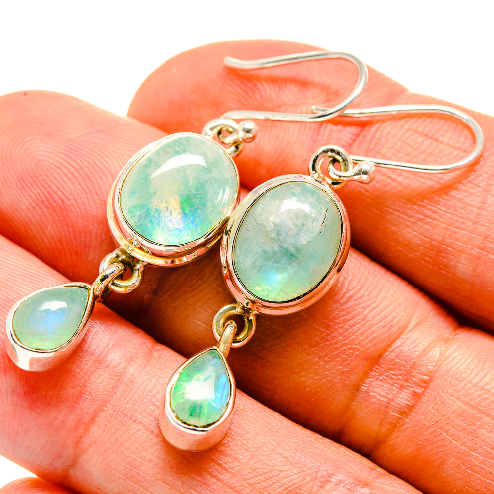 Green Moonstone Earrings handcrafted by Anasilvercos - EARR415144