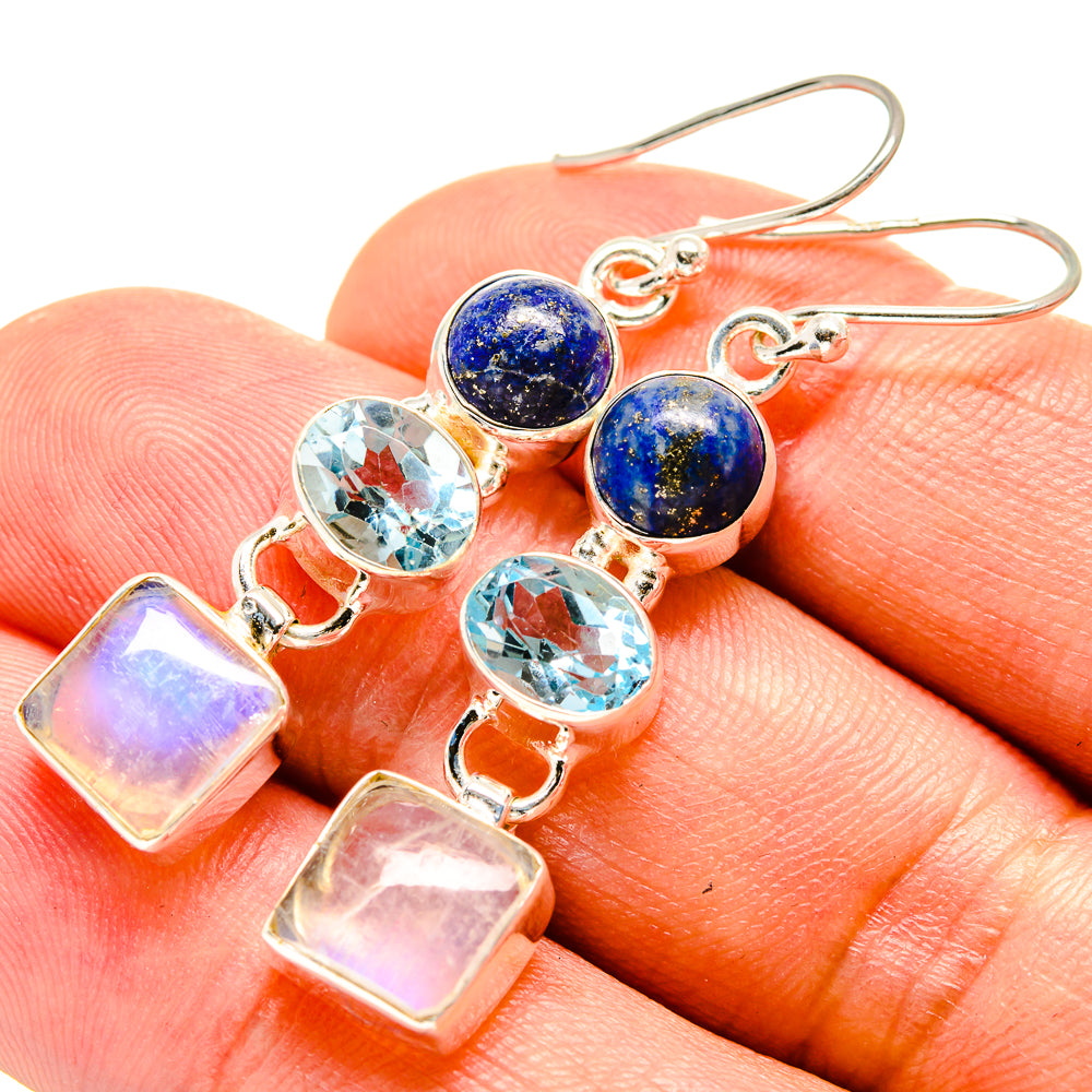 Rainbow Moonstone Earrings handcrafted by Anasilvercos - EARR415158