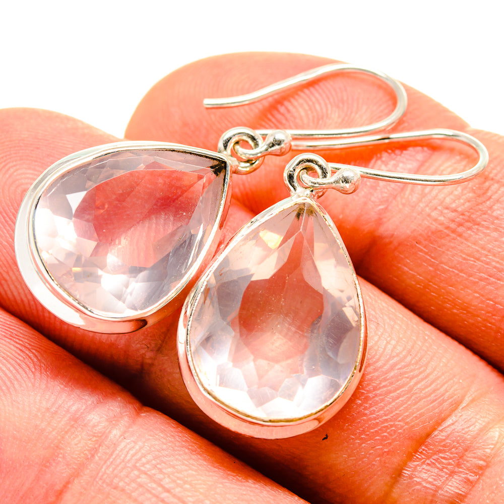 Rose Quartz Earrings handcrafted by Anasilvercos - EARR415161