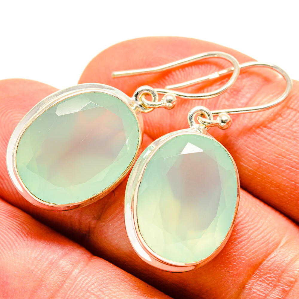 Aqua Chalcedony Earrings handcrafted by Anasilvercos - EARR415162