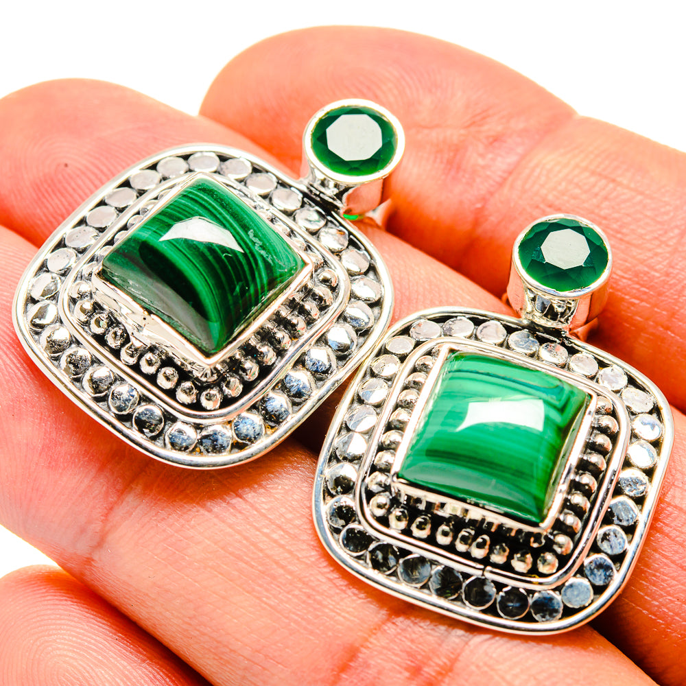 Malachite Earrings handcrafted by Anasilvercos - EARR415180