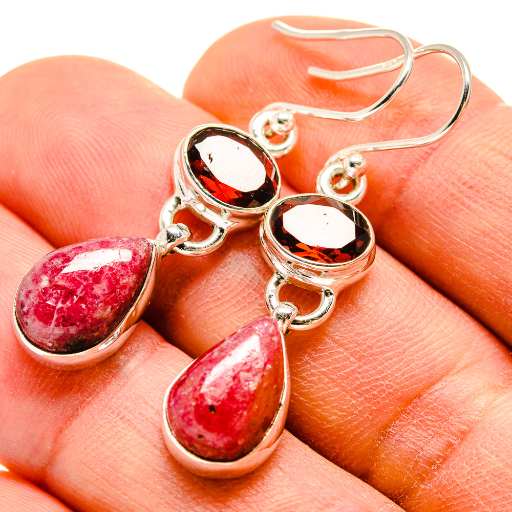 Rhodonite Earrings handcrafted by Anasilvercos - EARR415193