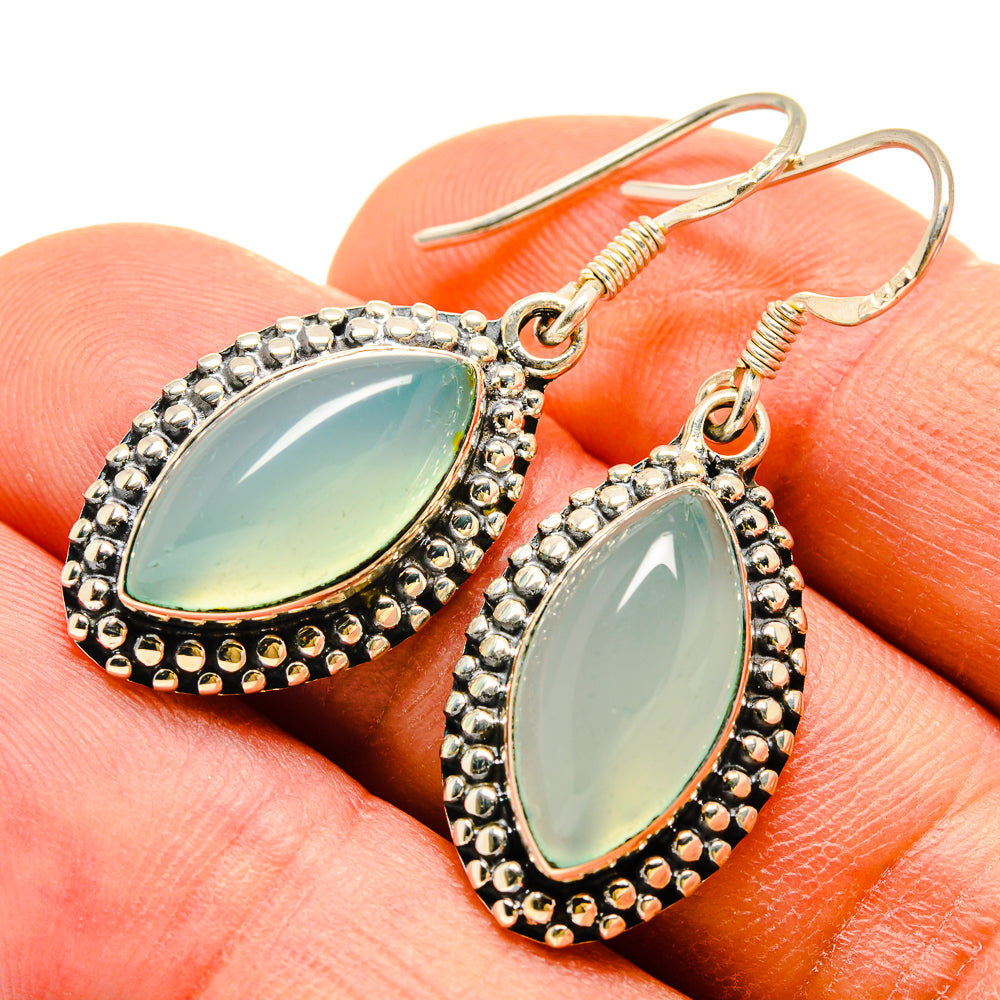Aqua Chalcedony Earrings handcrafted by Anasilvercos - EARR415195