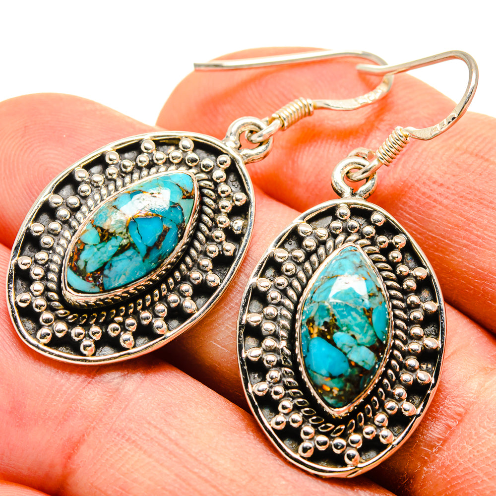 Blue Copper Composite Turquoise Earrings handcrafted by Anasilvercos - EARR415199