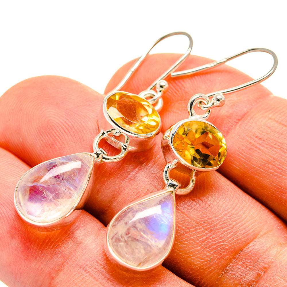 Rainbow Moonstone Earrings handcrafted by Anasilvercos - EARR415203