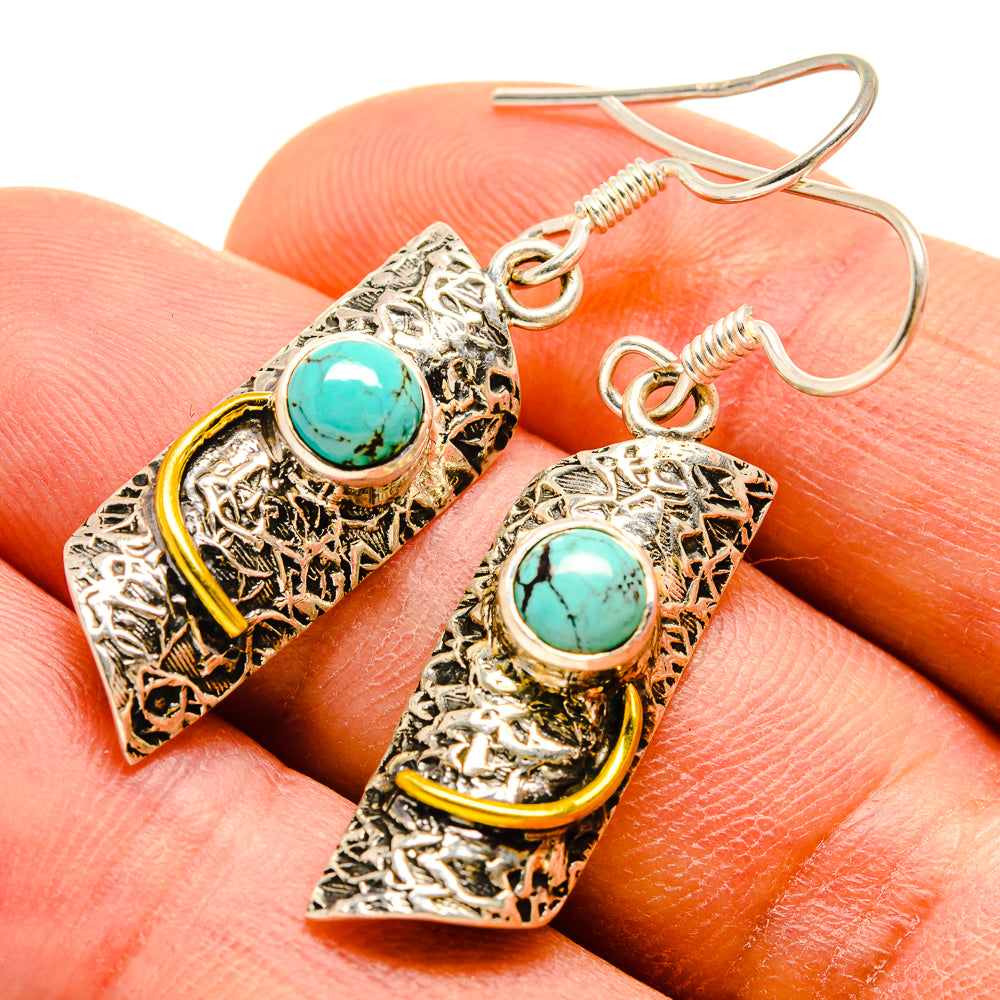 Tibetan Turquoise Earrings handcrafted by Anasilvercos - EARR415205