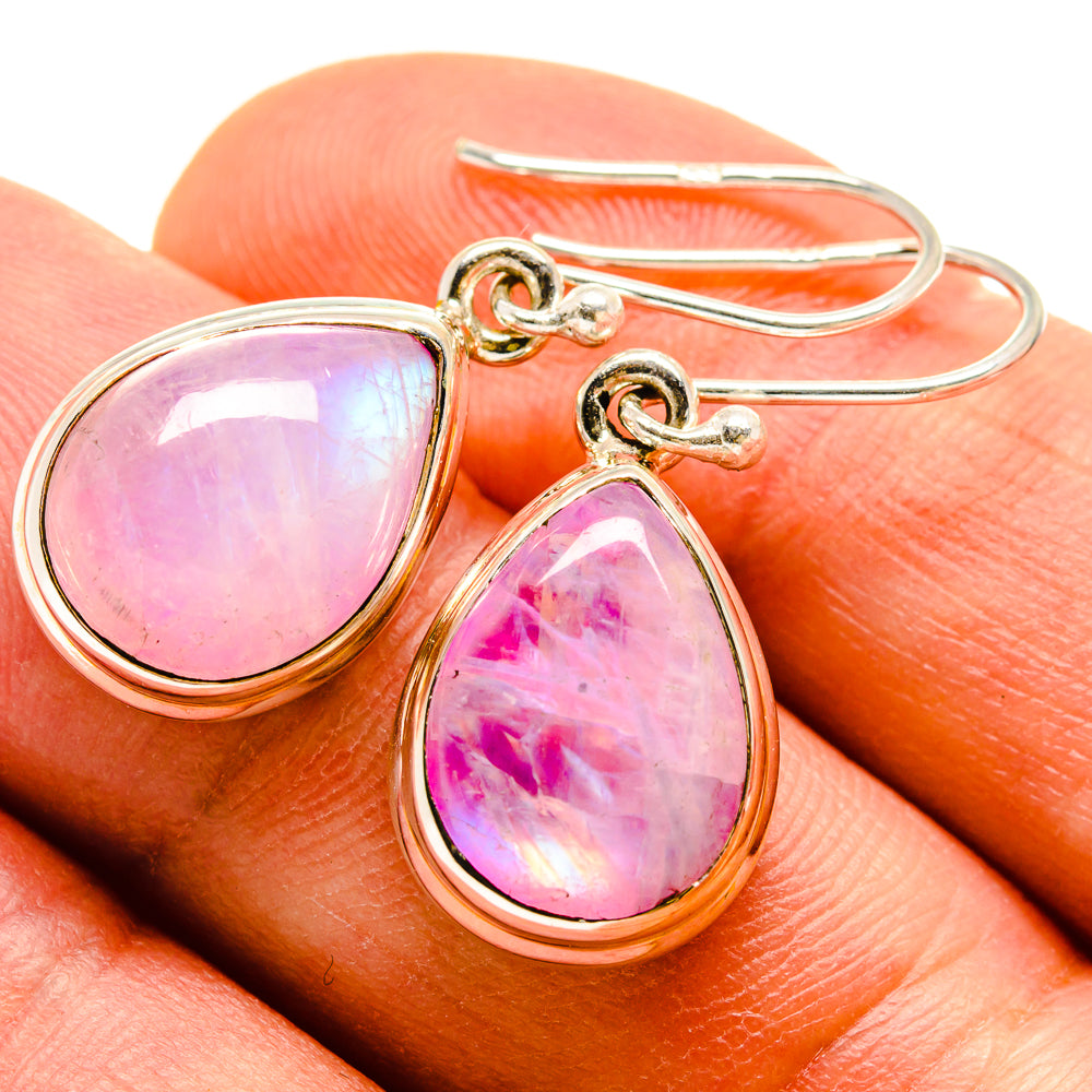 Pink Moonstone Earrings handcrafted by Anasilvercos - EARR415208