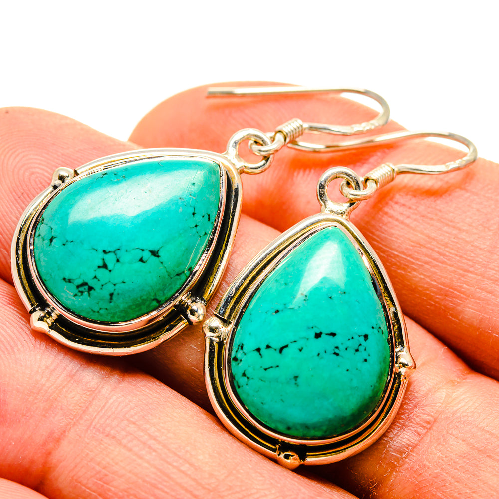 Tibetan Turquoise Earrings handcrafted by Anasilvercos - EARR415211