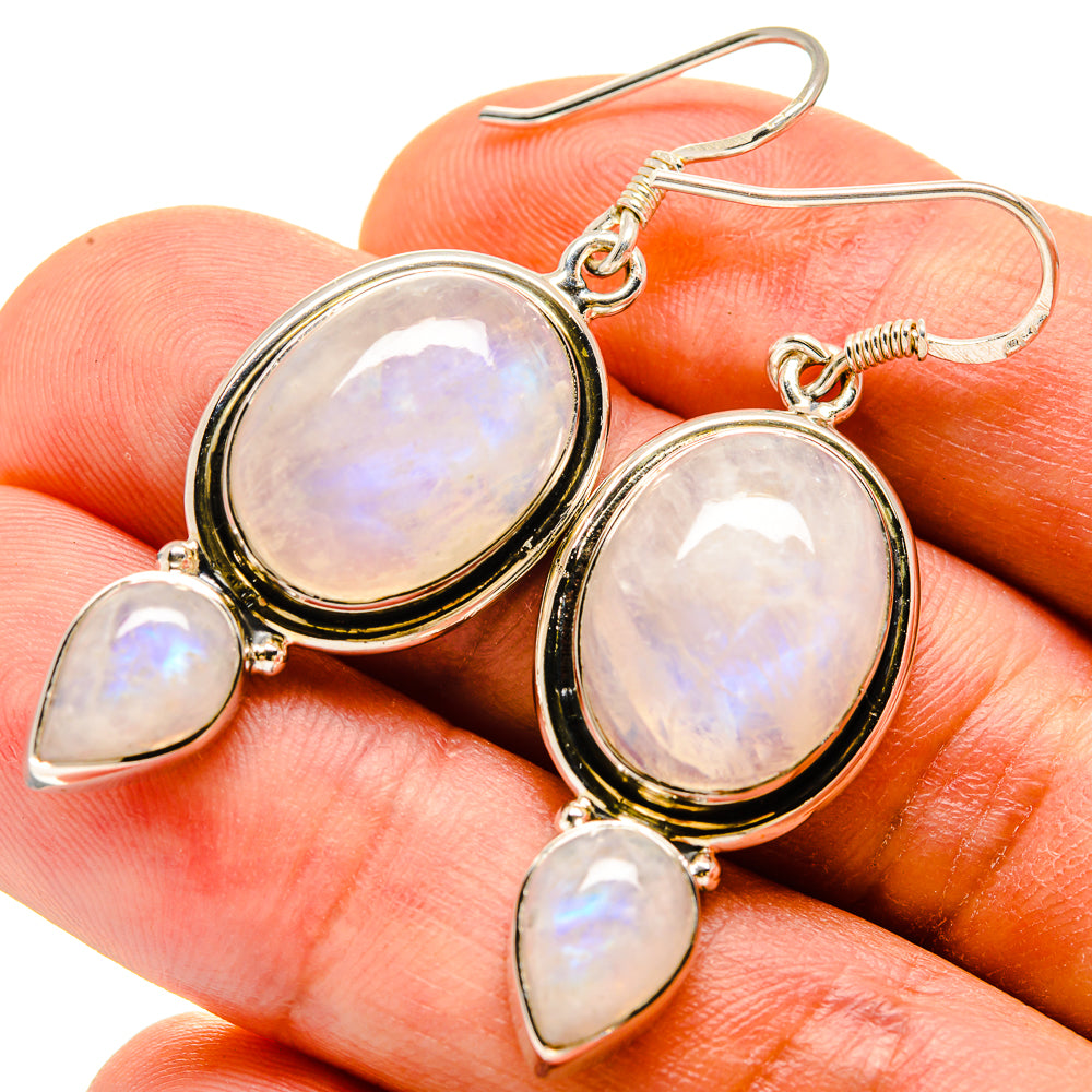 Rainbow Moonstone Earrings handcrafted by Anasilvercos - EARR415220