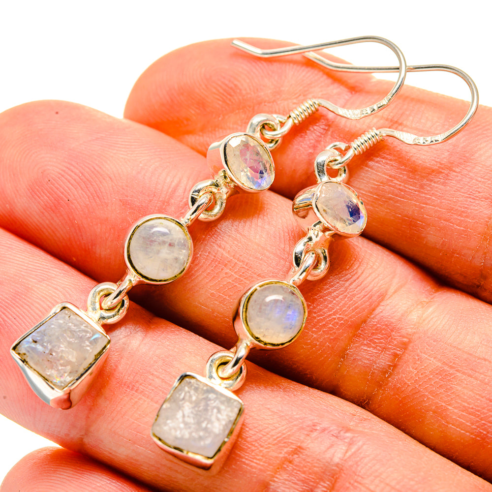 Rainbow Moonstone Earrings handcrafted by Anasilvercos - EARR415227