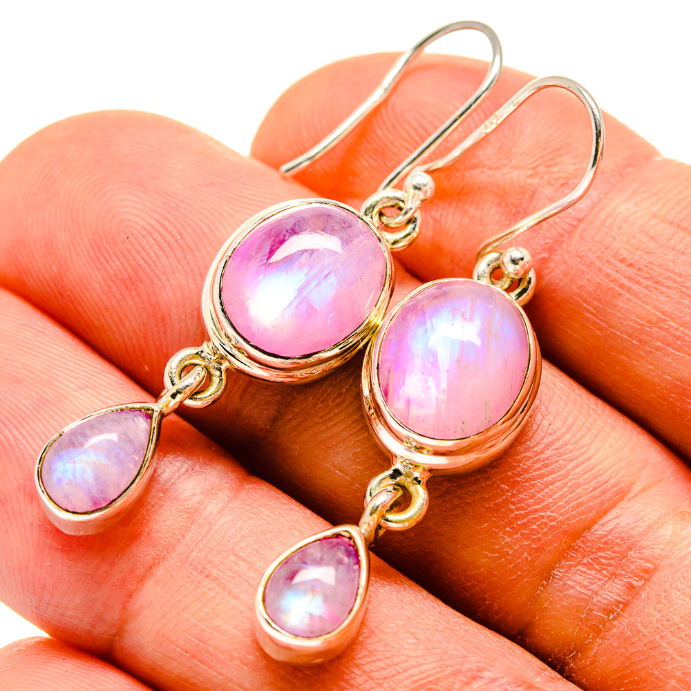 Pink Moonstone Earrings handcrafted by Anasilvercos - EARR415244